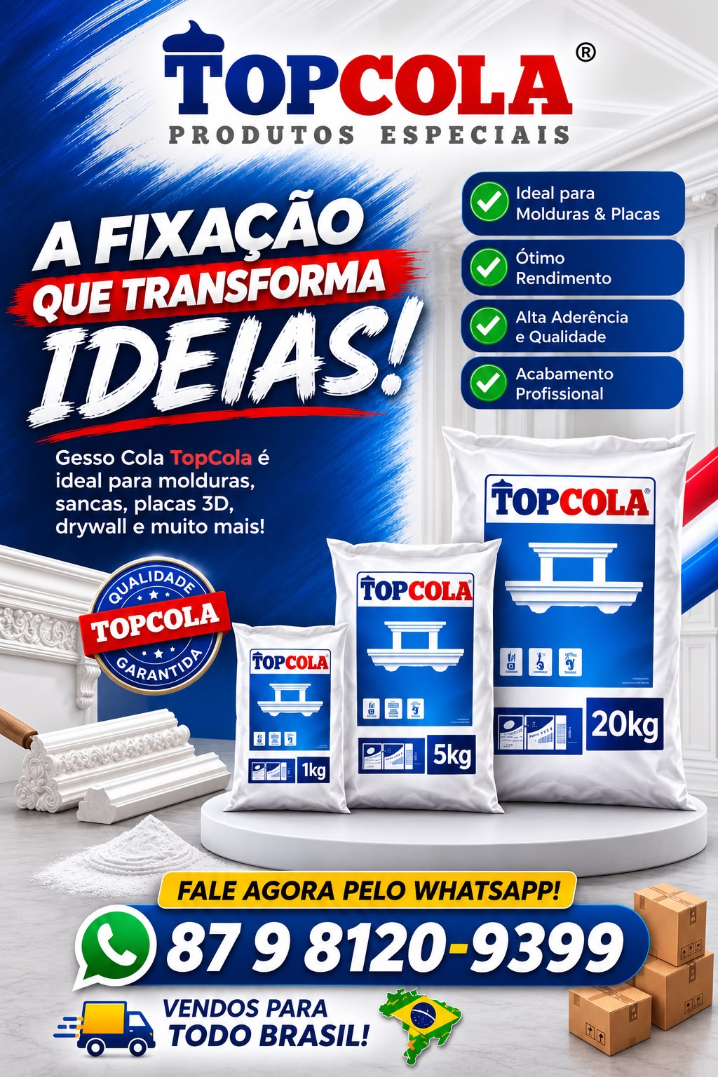 Gesso Cola TOPCOLA - A fixação que transforma ideias